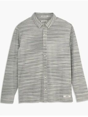 SCOTCH & SODA Space Dye Piqué Button Up Shirt XL Gray Stripe Minimalist